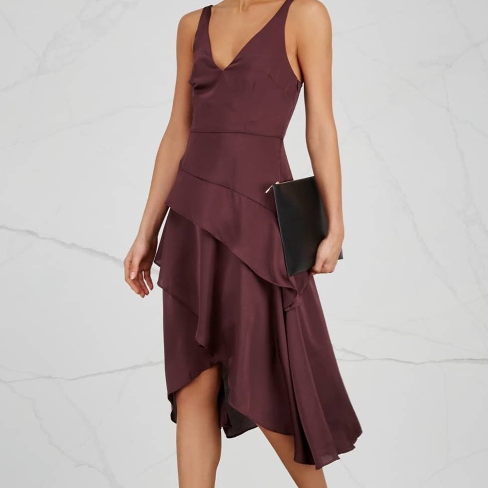 Finders Keepers plum hammered satin dress